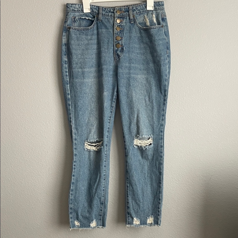 PTCL Stylish Blue Distressed Ankle Jeans